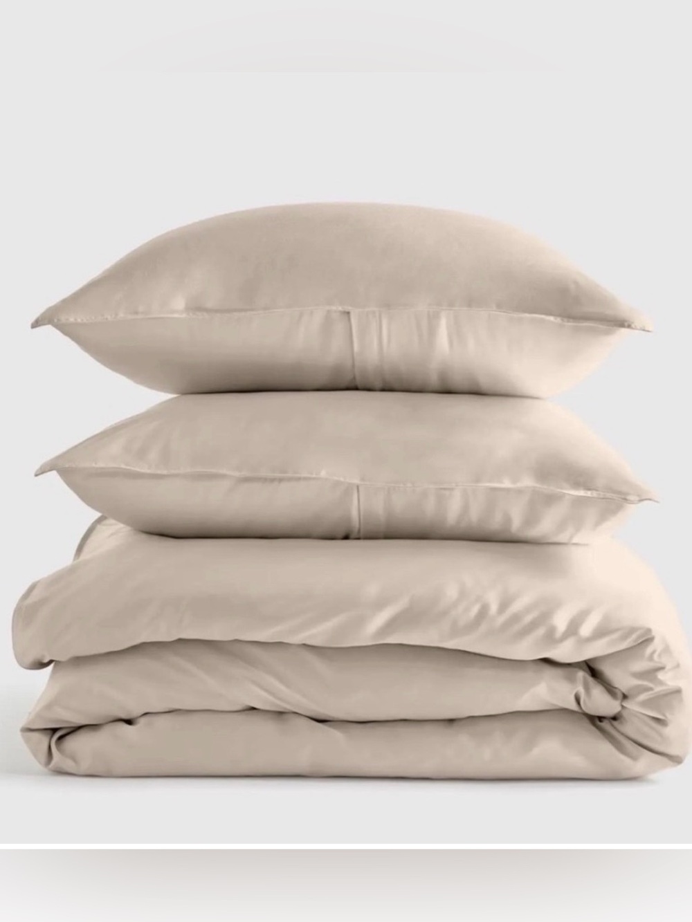 Quince Organic Bamboo Duvet Cover Set Full/Queen Beige Taupe + 2 Shams